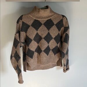 Abercrombie & Fitch Brown and Black Argyle Turtleneck Sweater